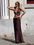ByeMyLove 2 Pieces Sets Women Maxi Skirts Silk Crop Top With Long Skirts Sexy Elegant Evening Party Skirts Outfits Summer New